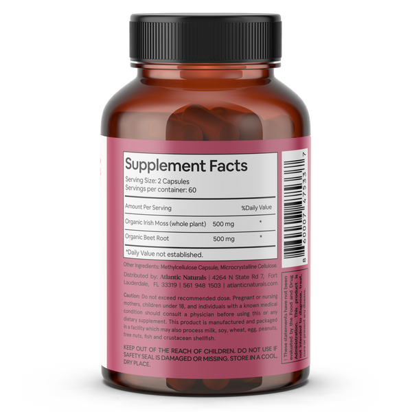 Organic Sea Moss with Beet Root 120 Vegan Capsules(1000mg)