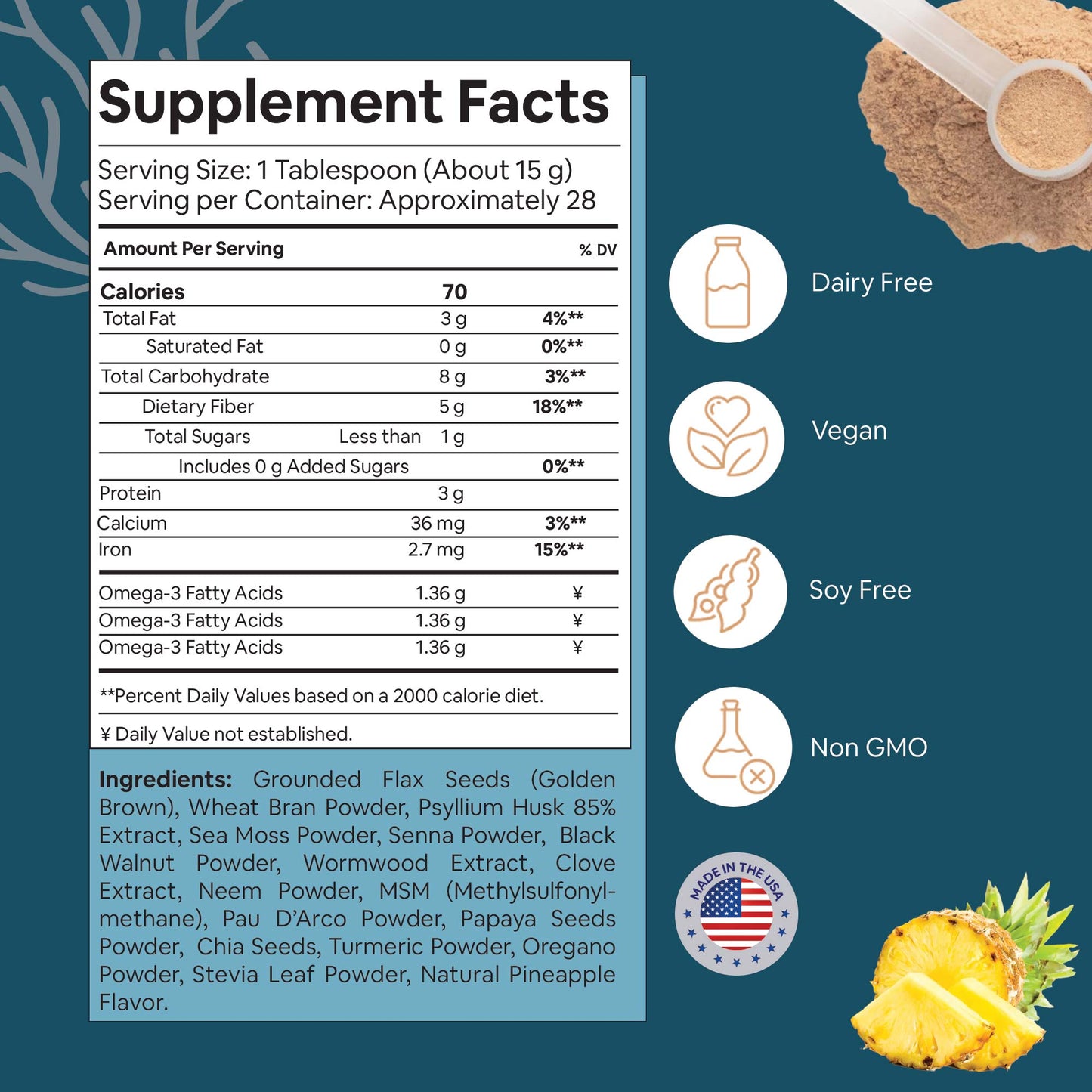 Sea Moss 7 Day Colon and Para Cleanse | Pineapple Flavor