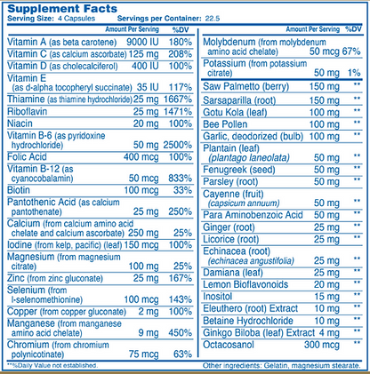 Total Man Multivitamin herbal supplement alternate view