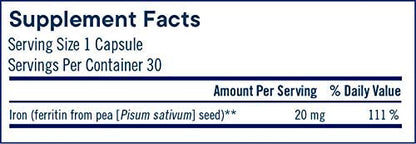 Flora - Ferritin+ Plant-Based Iron, Non-Constipating, capsules bottle alternate view
