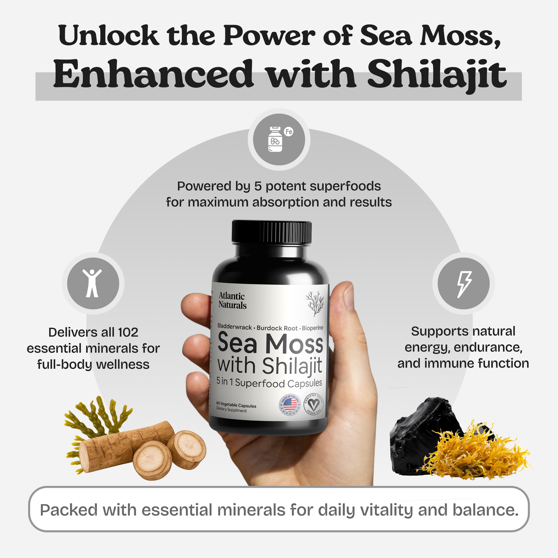 Sea Moss with Shilajit 5-in-1 Capsules