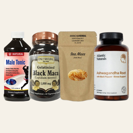 His Vitality Bundle - Male Tonic, Black Maca Root, Sea Moss, and Ashwagandha