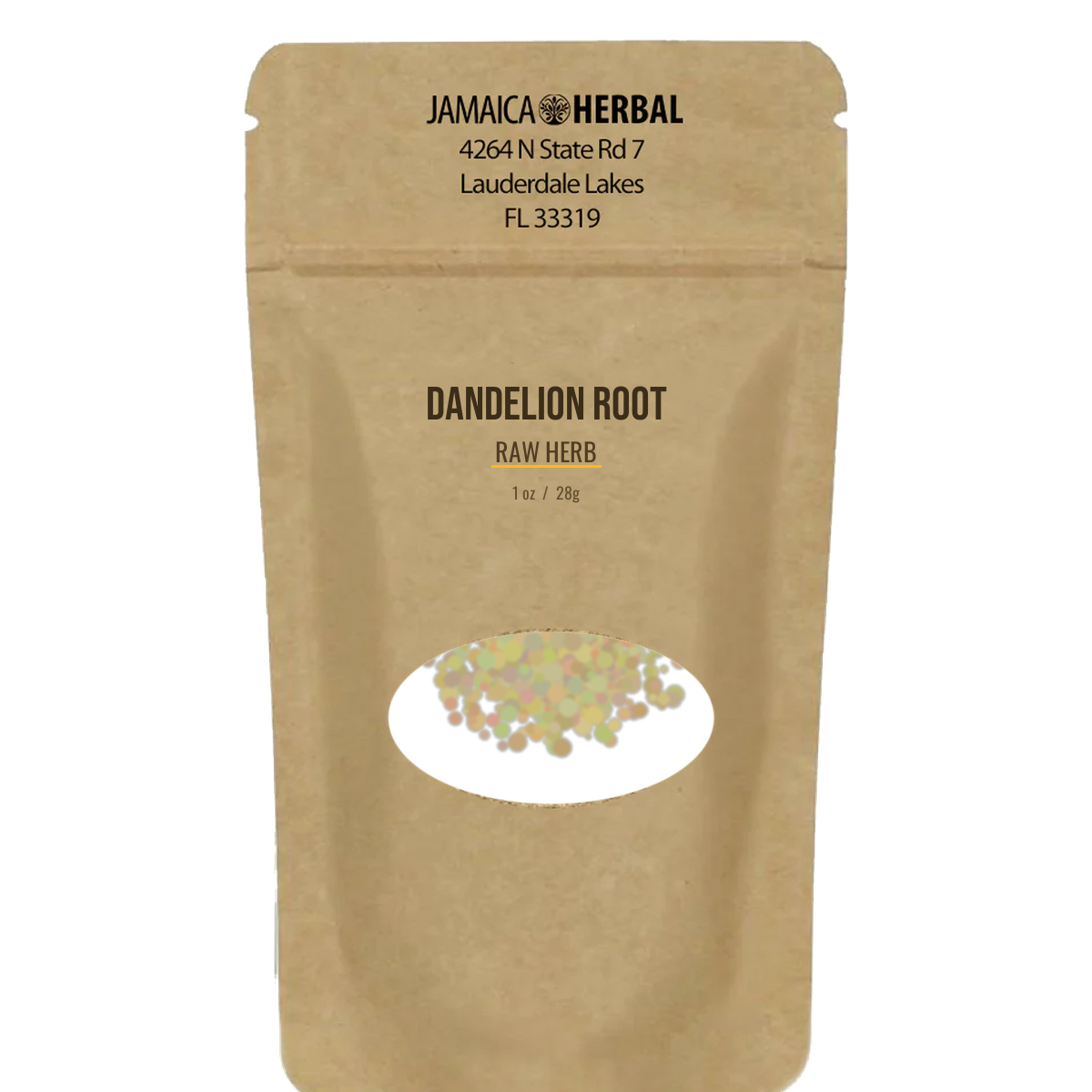 Dandelion Root raw herb in branded Jamaica Herbal bag