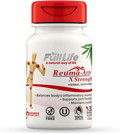 Full Life Reuma Art X Strength – 400mg – 20 Veggie Capsules capsules bottle front view