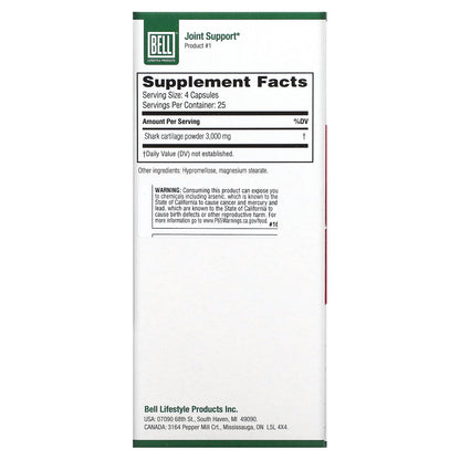 Bell Shark Cartilage Capsules capsules bottle alternate view