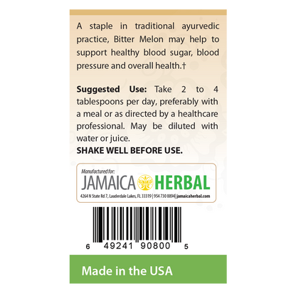 Bitter Melon 100% Pure Extract (16oz) herbal tonic bottle label detail