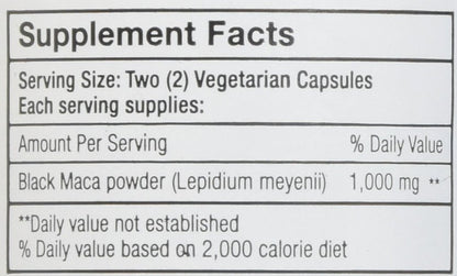 Black Maca 1000mg (60 capsules) capsules bottle alternate view