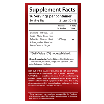 Male Tonic with Tribulus, Maca, Saw Palmetto and ingredients list