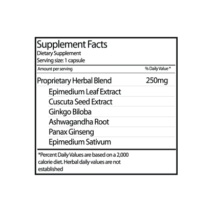 Amplified Man supplement facts label